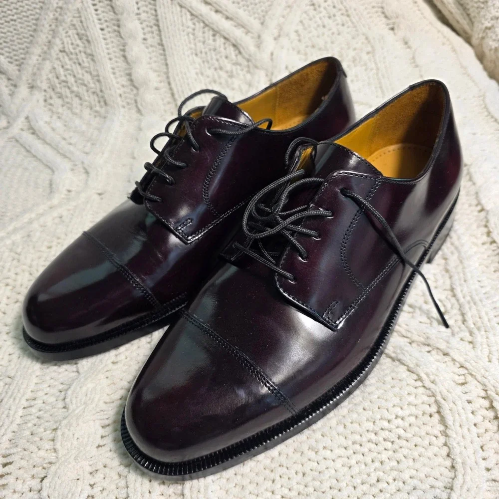 VTG NEVER‎ WORN Cole Haan Cap Toe Oxford Burgundy Leather Shoes Loafers Mens 9 D